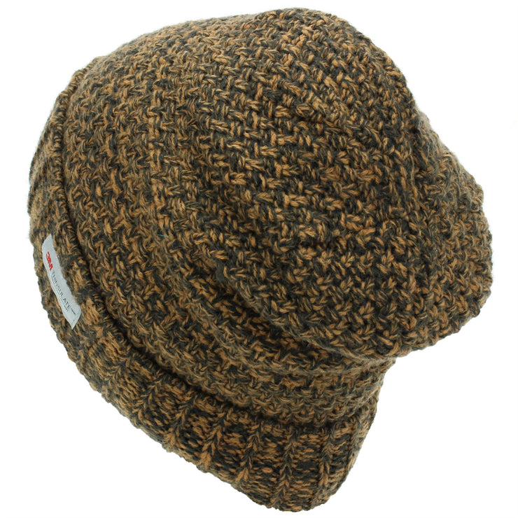 Textured Weave Beanie Hat - Brown