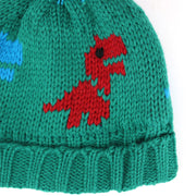 Children's Dinosaur Beanie Bobble Hat  - Green