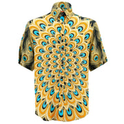 Regular Fit Short Sleeve Shirt - Peacock Mandala - Yellow