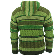 Chunky Wool Multi Knit Hoodie - Green