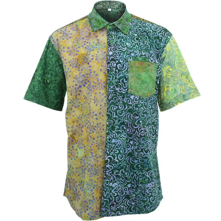 Regular Fit Short Sleeve Shirt - Random Mixed Batik - Dark Green