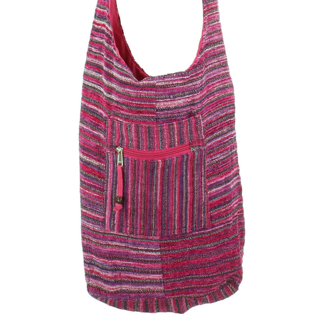 Striped Chenille Sling Shoulder Bag  - Pink