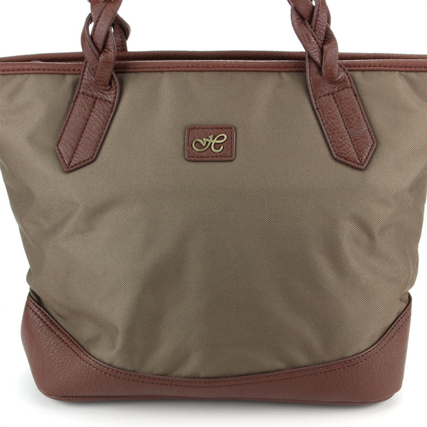 Large Canvas Shopper Bag Handbag - Brown