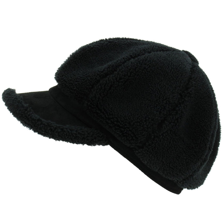 Macahel 8 Panel Vintage Peaked Cap - Black