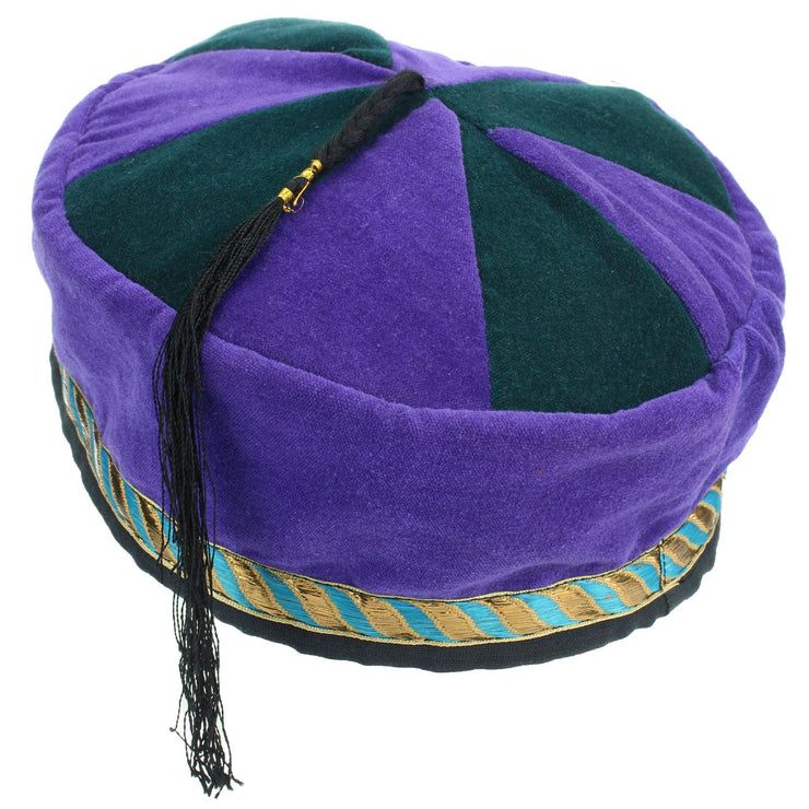 Nepalese Velvet Smoking Hat - Purple Green