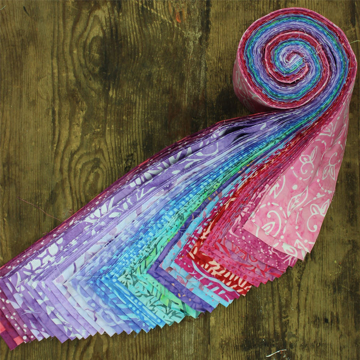 Cotton Batik Pre Cut Fabric Bundles - Jelly Roll  - Shades of Purple