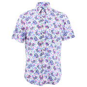 Tailored Fit Short Sleeve Shirt - Purple Paisley Floral