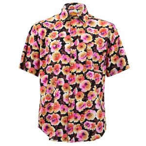Kurzarmhemd mit normaler Passform – Blooming – Rosa