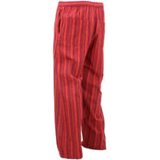 Classic Nepalese Lightweight Cotton Striped Trousers Pants - Red