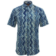 Tailored Fit Short Sleeve Shirt - Block Print - Zig Zags