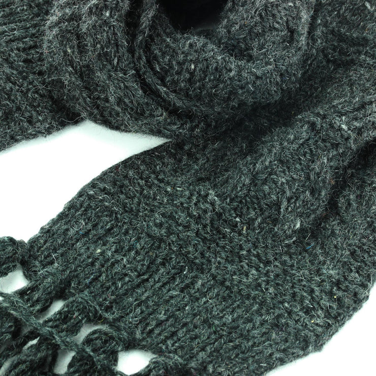 Chunky Wool Knit Scarf - Charcoal Grey