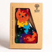 Handmade Wooden Jigsaw Puzzle - Number Cat