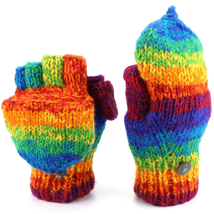 Wool Knit Fingerless Shooter Gloves - Space Dye (Rainbow) – LoudElephant