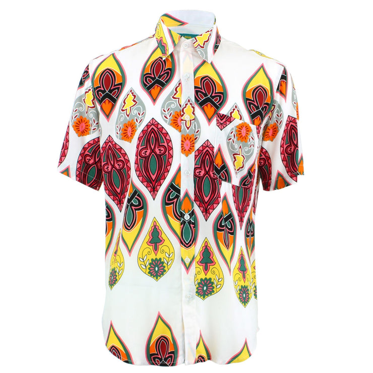 Tailored Fit Short Sleeve Shirt - Multi-coloured Abstract Shapes