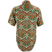Regular Fit Short Sleeve Shirt - Green Turquoise & Orange Abstract