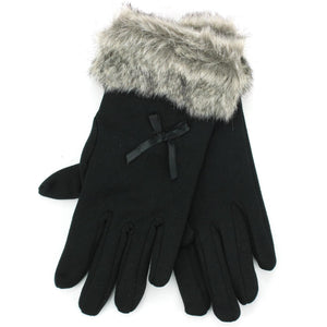 Fur Cuffs Ladies Gloves - Brown