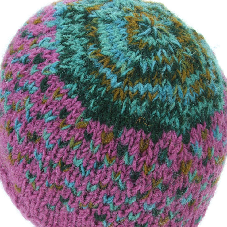 Wool Knit Beanie Hat - Magenta