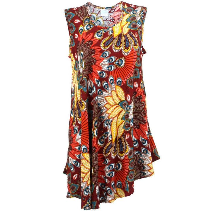 Tropical Hawaiian Swing Dress - Maroon