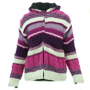 Chunky Wool Multi Knit Hoodie - Pink