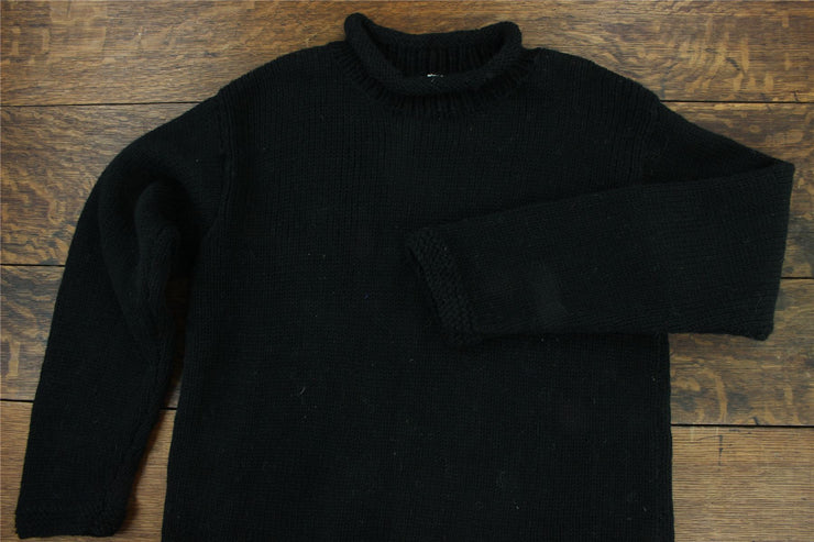 Hand Knitted Wool Jumper - Plain Black