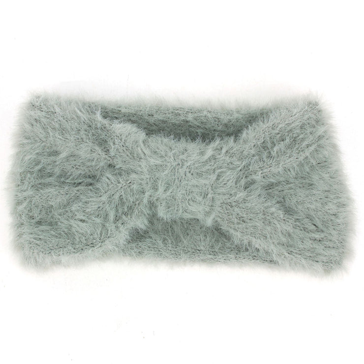Bowknot Faux Fur Headband - Grey