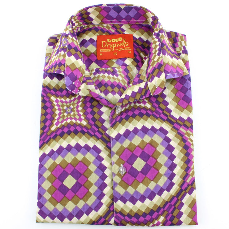 Tailored Fit Short Sleeve Shirt - Purple Illusion