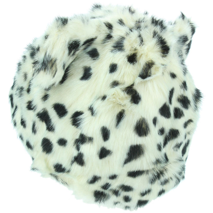 Animal Print Beanie Hat with Ears - White