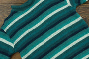 Hand Knitted Wool Jumper - Stripe Teal