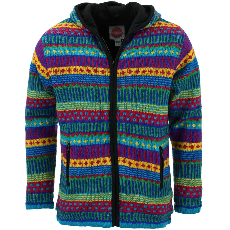 Wool Knit Hooded Cardigan Jacket - Carnival