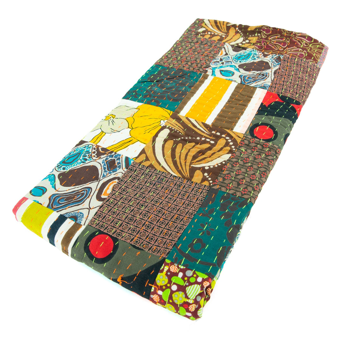 Handmade Patchwork Batik Printed Throw - Cedar