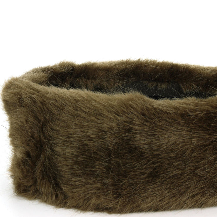 Elasticated Faux Fur Headband with fleece lining - Brown