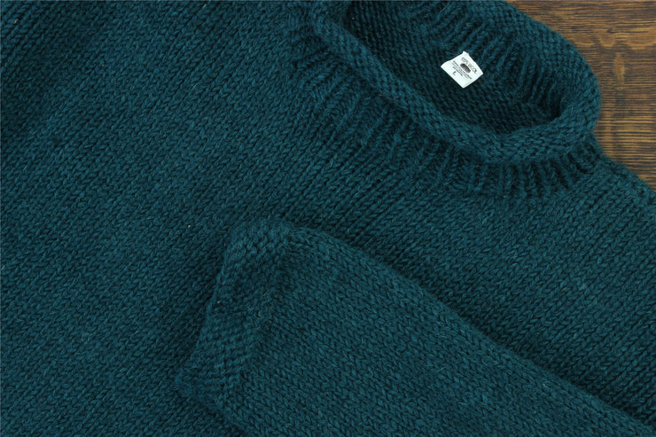Hand Knitted Wool Jumper - Plain Teal