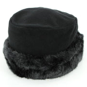 Fleece Hat with a Faux Fur cuff - Black