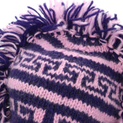 Wool Knit 'Punk' Mohawk Earflap Beanie Hat - Purple Pink Space Dye