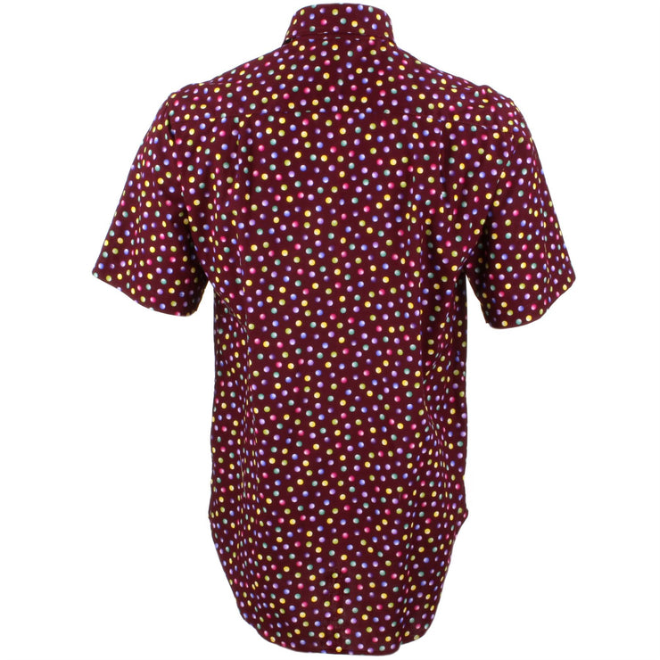 Regular Fit Short Sleeve Shirt - Multicoloured spots on Brown