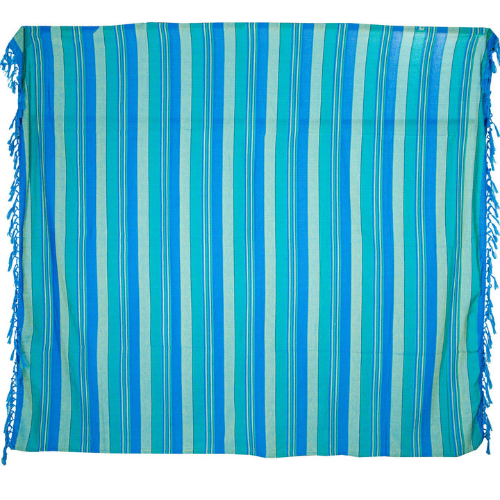 Large Cotton Stripe Blanket With Tassel Edging - Teal