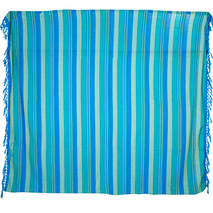 Large Cotton Stripe Blanket With Tassel Edging - Teal