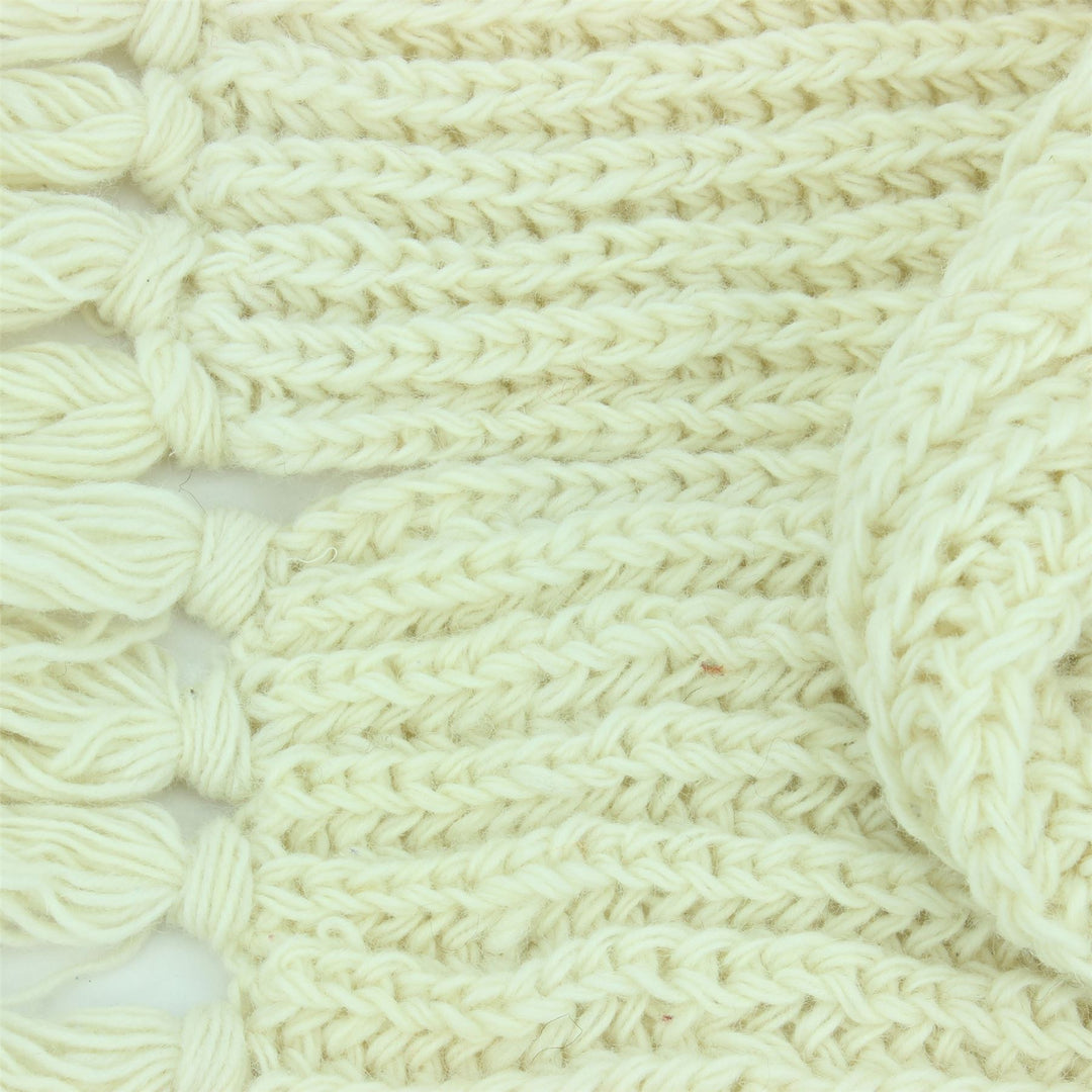 Chunky Wool Knit Scarf - Plain - White