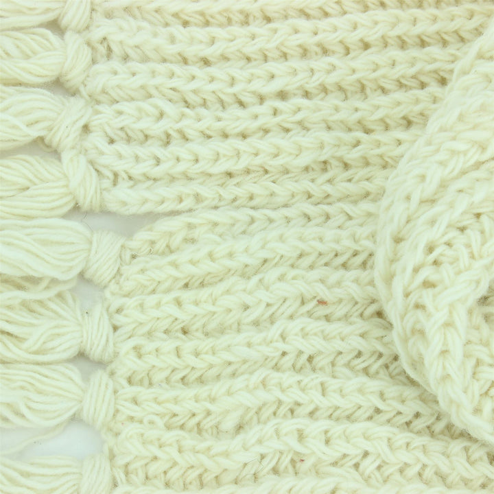 Chunky Wool Knit Scarf - Plain - White
