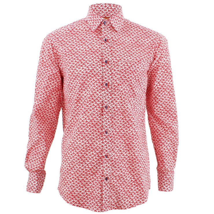 Regular Fit Long Sleeve Shirt - Red Abstract Croissants