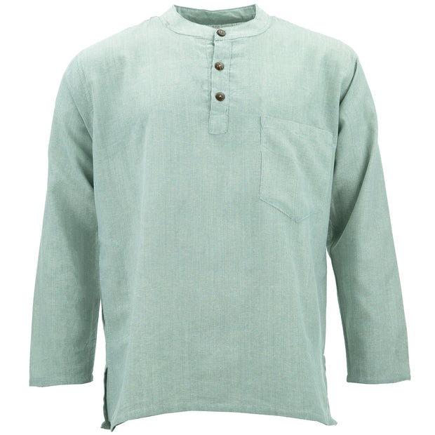 Cotton Grandad Collar Shirt - Grey