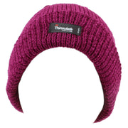 Chenille beanie hat with fleece lining - Pink (One Size)