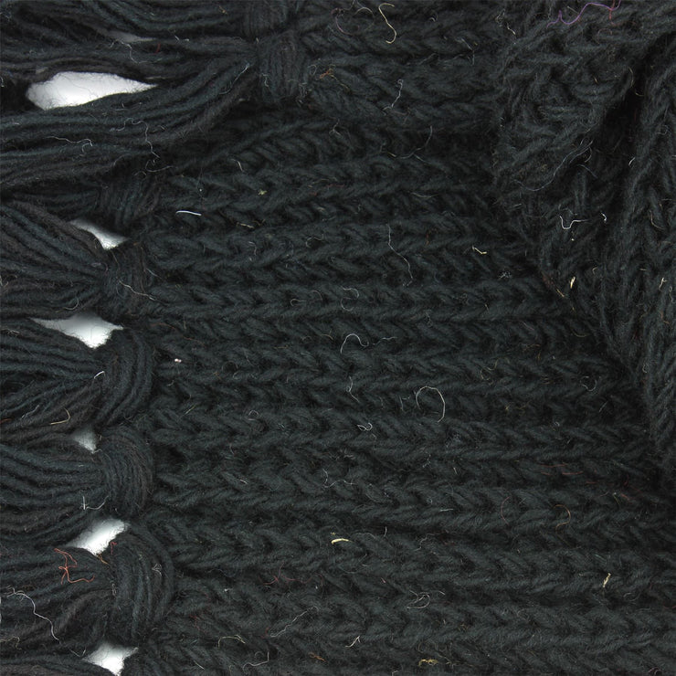 Chunky Wool Knit Scarf - Plain - Black