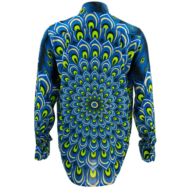 Regular Fit Long Sleeve Shirt - Peacock Mandala - Navy