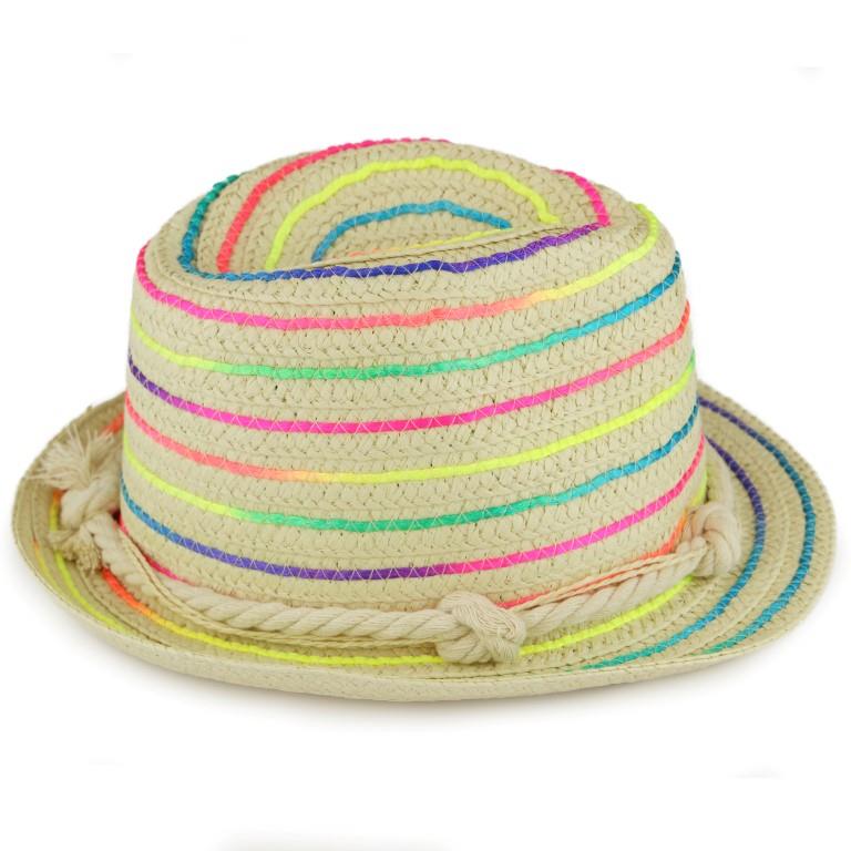 Straw Paper Trilby Hat - Rainbow