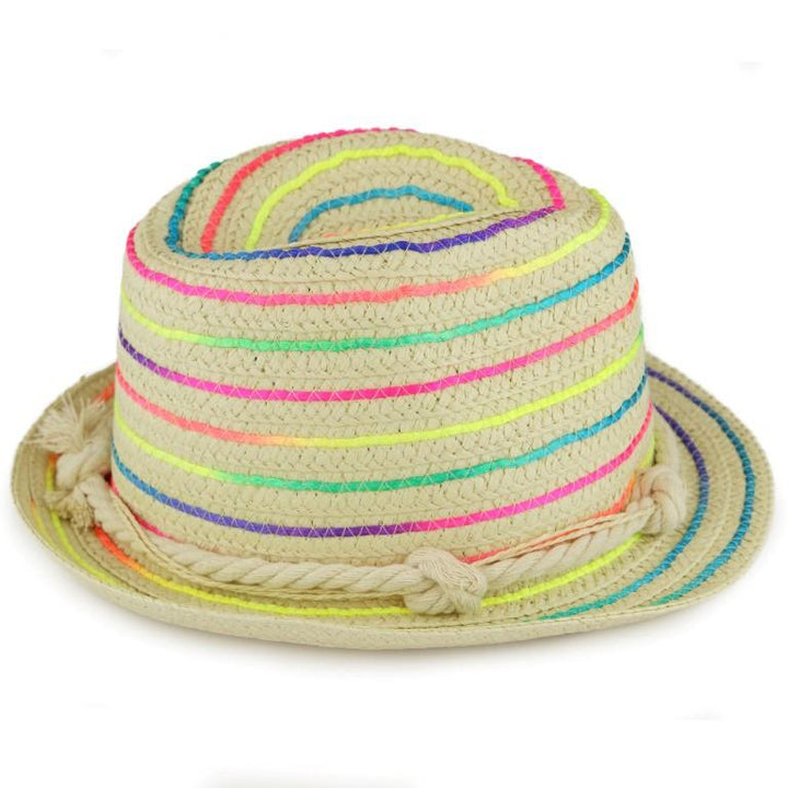 Straw Paper Trilby Hat - Rainbow