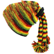 Wool Knit Fountain Tassels Hat - Rasta SD