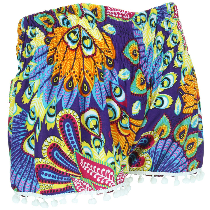 Tropical Pom Pom Shorts - Purple