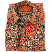 Tailored Fit Long Sleeve Shirt - Diagonal Orange Swirls