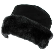 Fleece Hat with a Faux Fur cuff - Black